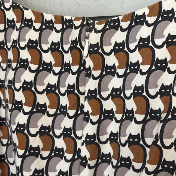 People Tree Abstract Cat Sleeveless Patterned Dress - Picture 6 of 7